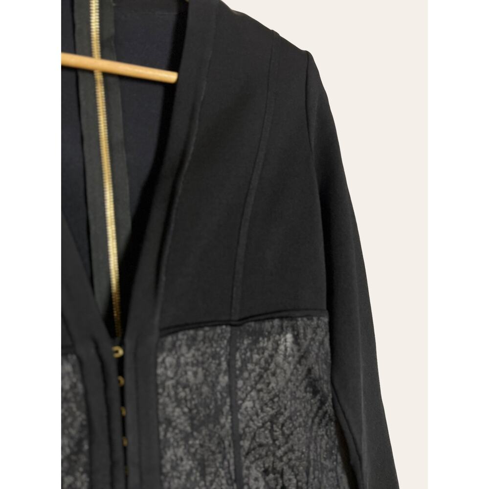 BALMAIN Black Paisley Lace Long Sleeve Corset Mini Dress Size 6 - Picture 7 of 14